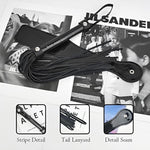 4Pcs Sm Bondage Set Sex Whip Adult Paddle Slap Leather Whip Flirting Feather Tickle And Bells Nipple Clamps For Adults Sex Games (Black)