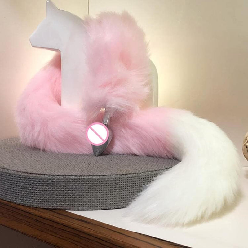 32In/80Cm Senior Charming Overlength Metal Fox Tail Anal Plug. Cosplay G-Spot Vagina Stimulator Training Thrusting Orgasm Tease Masturbator Sex Toy For Women Female Men Male Unisex (All White)