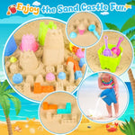 Beach Sand Toys Kit for Kids Ages 3-10 with Buckets, Shovels, Molds & Bag
