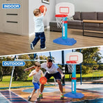 Basketball Hoop Indoor Outdoor Toys For Toddlers 1-3, Kids Basketball Hoop With 3 Balls, Adjustable Mini Basketball Goal, Birthday Sports Toys Gift For Baby Boys Girls Age 1 And Up - Blue