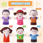 6 Pcs Family Hand Puppets 10 Inch Grandparents, Mom & Dad, Brother & Sister Plush Hand Puppet Toys Role-Play Toy Puppets For Kids Storytelling Imaginative Pretend Play Teaching Preschool(6 Family C)