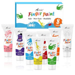 8PCS Washable Finger Paint Set for Kids and Adults - Non-Toxic Art Supplies
