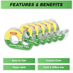 6 Pack Double-Sided Craft Tape with Dispensers, 1/2 Inch x 300 Inch