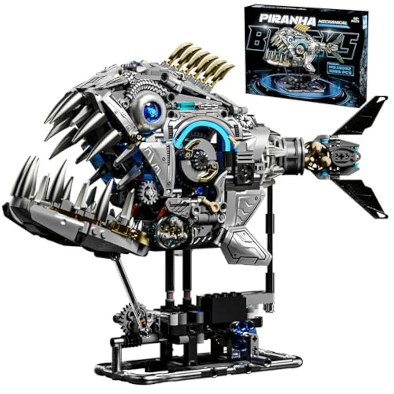 Mechanical Piranha Building Block Kit Hand-Crank Gear Multi-Joint Motion Toy For Boys, Girls, And Hobbyists, Ideal For Stem Classrooms Or Gift Giving