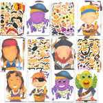 24 Sheets Pirate Make-a-Face Stickers for Kids, Party Favors & Craft Activity