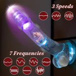 7 Inch Clear Glowing Dildo Vibrator With Suction Cup, Adult Sex Toy For Women With 10 Vibrating Modes, Remote Control, Realistic Dildos Vibrators For Men, Gay Sex Toys For G-Spot Anal Vagina
