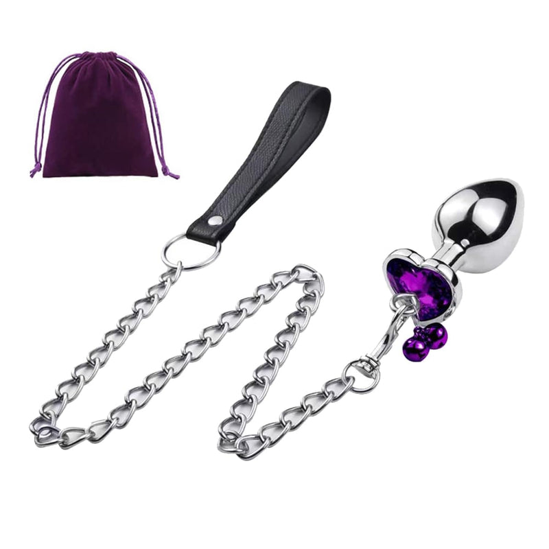 Metal Bell Anal Butt Plug Prostate Trainer Training Plugs Sex Toy With Traction Chain For Couple Women Men Purple