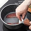 Nonstick Saucepan with Lid, 1.5 Quarts Small Pot with Swiss Granite Coating, Stay-cool Handle, Multipurpose Handy Sauce Pot Small Kitchen Cooking Pot, Induction Comptable, PFOA Free