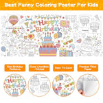 Giant Happy Birthday Coloring Poster, 72 x 30 Inch Banner with 24 Markers