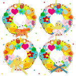 12 Sets DIY Easter Wreath Craft Kits with Bunny, Egg, Chick Stickers & Pom-Poms