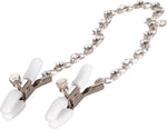 Exotic Crystal Chain Nipple Clamps Black, 1 Count - Nipple Play Accessory
