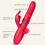 4-in-1 Realistic Vibrator with 6 Thrusting, 10 Vibration Modes, G-Spot & Clitoral Stimulator
