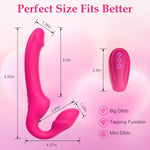 Strapless Strap-On Dildo Vibrator with Remote, 10 Modes, Double-Ended Silicone Toy
