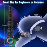 Vibrating Anal Beads with Pull Ring, Dual Motor Silicone Plug with 10 Modes