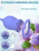 5-in-1 Heated Rose Vibrator with Thrusting & Tongue Motion, App-Controlled Toy