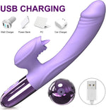 G-Spot Rabbit Vibrator – Heated, 10 Licking & Vibration Modes, Rechargeable Dildo
