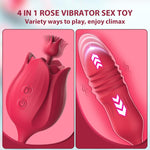 3-in-1 Rose Clitoral Vibrator – G-Spot Dildo with 10 Thrusting & 10 Pulse Modes