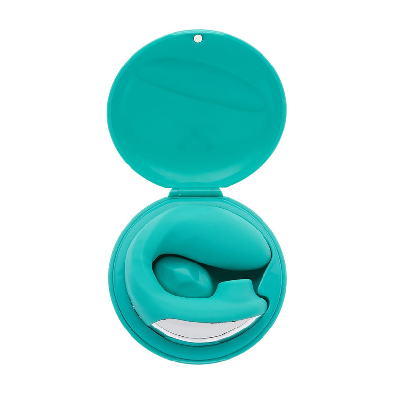 Share Satisfaction Sutra - Dual Stimulation Vibrator With Suction, 5 Suction Modes, 10 Vibration Patterns, Moveable Arm To Fit Your Body, Travel Lock Case, Waterproof, Usb Rechargeable - Teal
