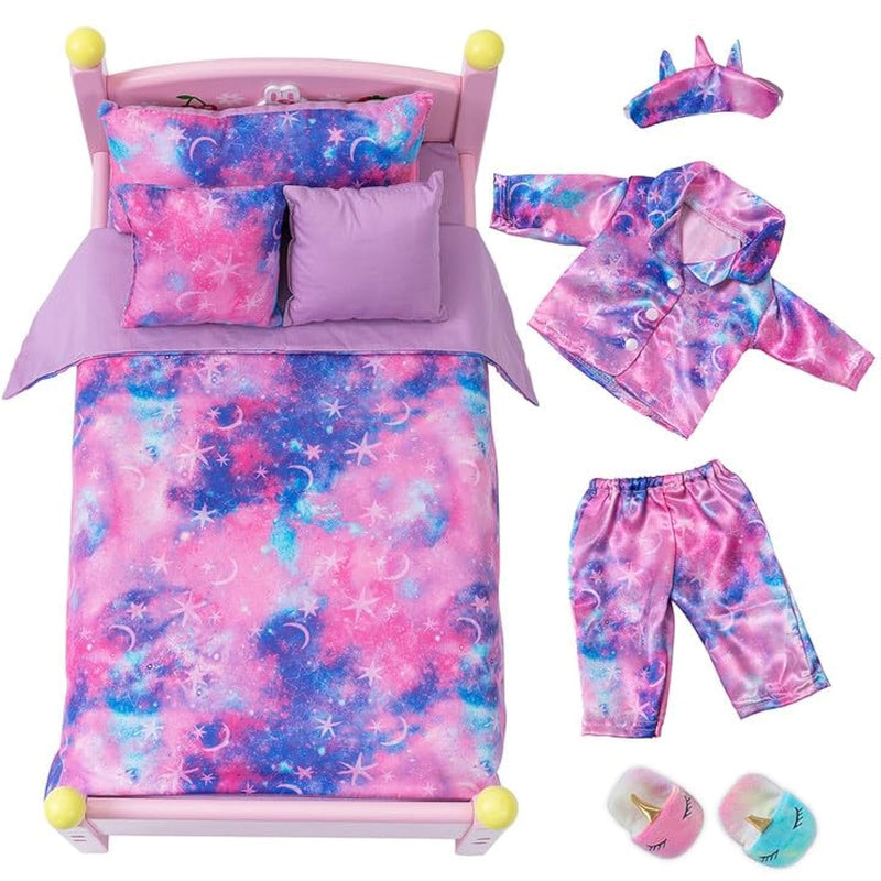 8 Pcs 18 Inch Girl Doll Clothes And Accessories Sleeping Sheet,Pajamas,Eye