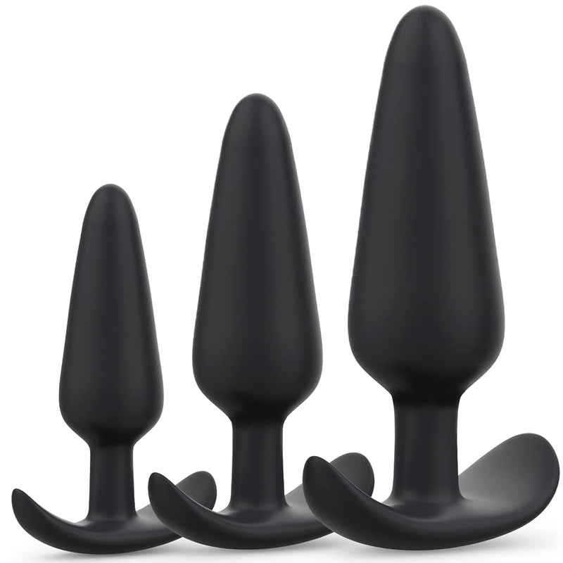 Anal Butt Plug For Comfortable Long-Term Wear 3Pcs Silicone Sex Toys With Flared Base Anal Butt Trainer Kit For Beginners Advanced Users