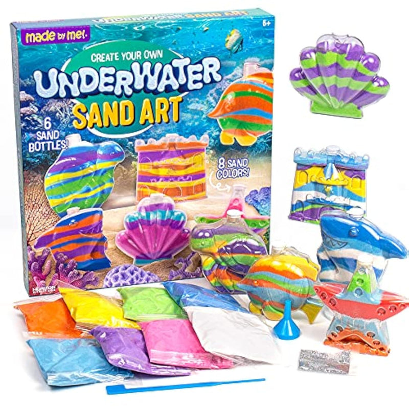 Underwater Sand Art Kit for Kids with 6 Bottles, 8 Sand Colors, Glitter & Funnel
