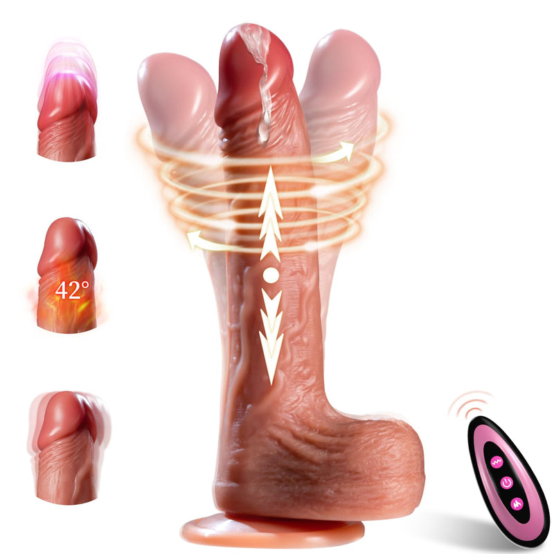 Thrusting Dildo Vibrator Sex Toys For Women Realistic Dildos 6In1 Penis With Suction Cup 9 Vibrations & 3 Thrusting Swing, Heating Modes Anal Dildo With Remote Control Couple Adult Sex Toys & Games
