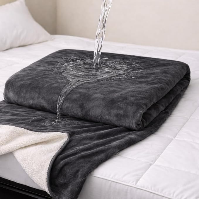 Waterproof Queen Bed Blanket for Couples, Soft Absorbent Polyester & TPU Cover