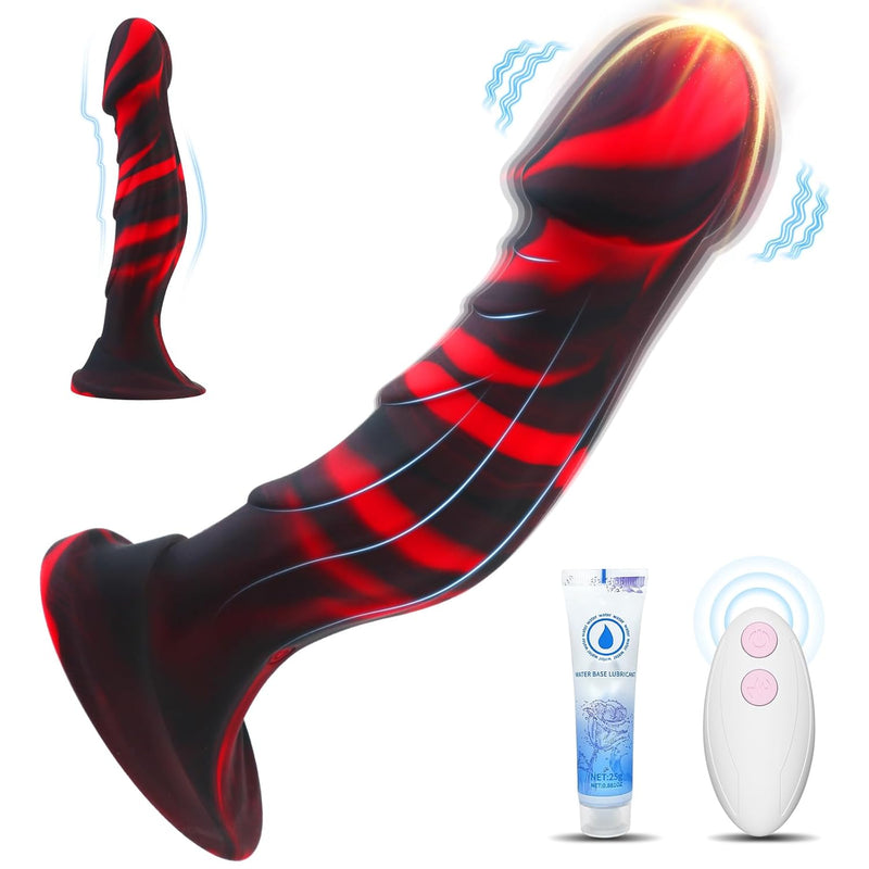 Women Sex Toys Dildo Vibrator -7.5” Silicone Realistic Dildos With Suction Cup For Women Vagina Anal Sex, 9 Vibration, Slim Dildo Lifelike Penis Vibrator Adult Toys & Games, Black & Red