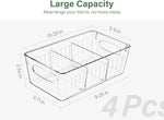 Refrigerator Organizer Bins with Removable Dividers, Freezer Organizer Bins Clear Pantry Organization and Storage Bins, Plastic Stackable Food Storage Bins for Fridge, Kitchen, Cabinet (4 Pack)