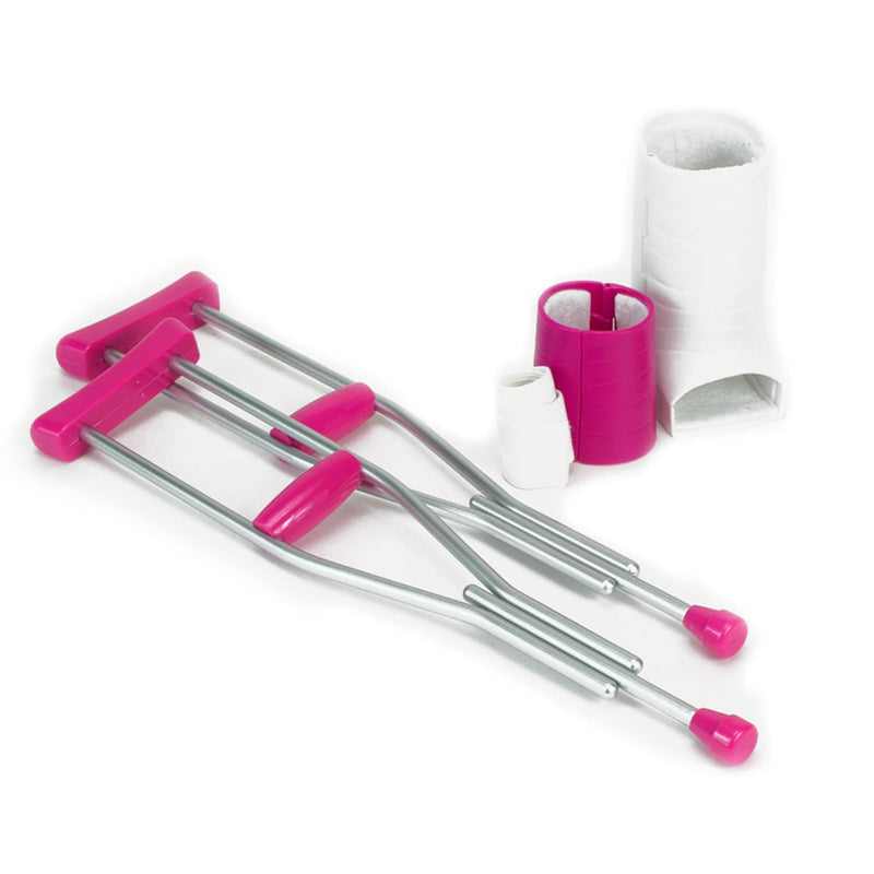 18" Doll 4 Pc. Cast And Crutches Accessory Set With Pretend Underarm Crutch