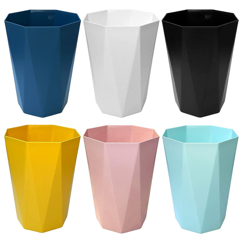 6Pcs Trash Can Wastebasket Plastic 2.6 Gallon Garbage Can Container Rubbish Tras