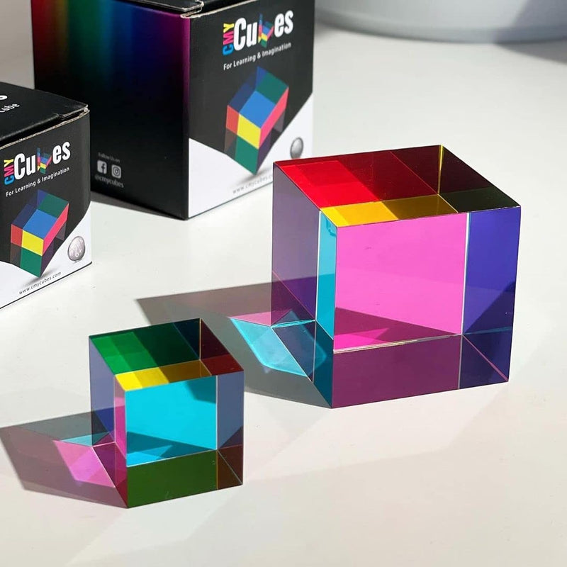 Mini (30Mm) Cyan, Magenta & Yellow Cube Optical Color Cube Teaches Subtract