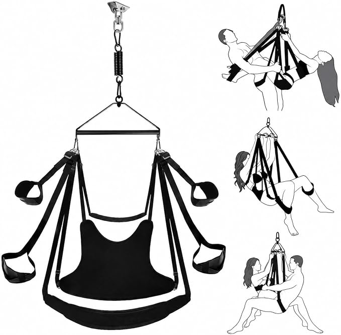360° Adjustable Couples Suspension Swing with Padded Seat and Ceiling Mount Kit