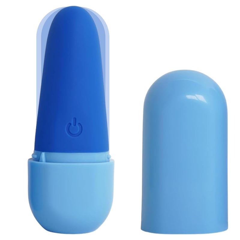 Private Pleasure Bullet Vibrator, Made Of Body-Safe Silicone, Quiet Mode, 10 Settings, Rechargeable & Waterproof, Hygiene & Privacy Cover, Blue