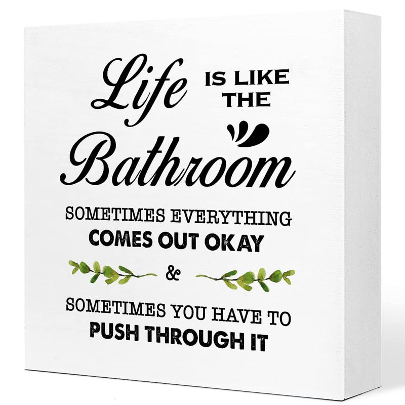 Life Is Like The Bathroom Wooden Sign Desk Decor,Funny Farmhouse Bathroom Wood