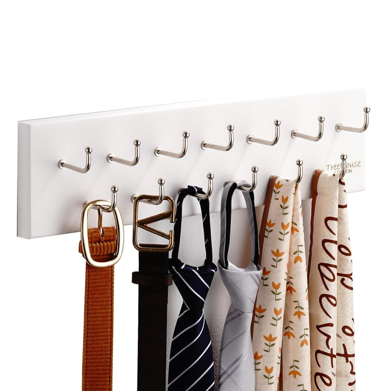 Treehouse Belt Organizer Rack, Holds Over 28 Large Belts, Sturdy Metal & Solid W