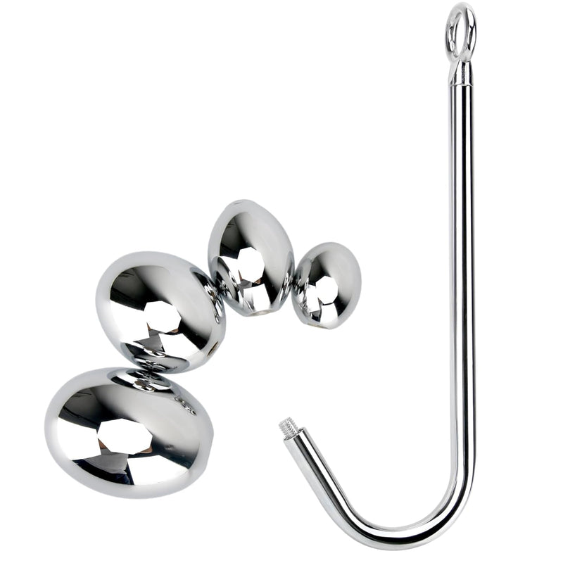 Stainless Steel Anal Hook, Polished Metal Anal Ball Plug With 4 Interchangeable Egg Shape Balls Bdsm Anal Sex Toys For Couples