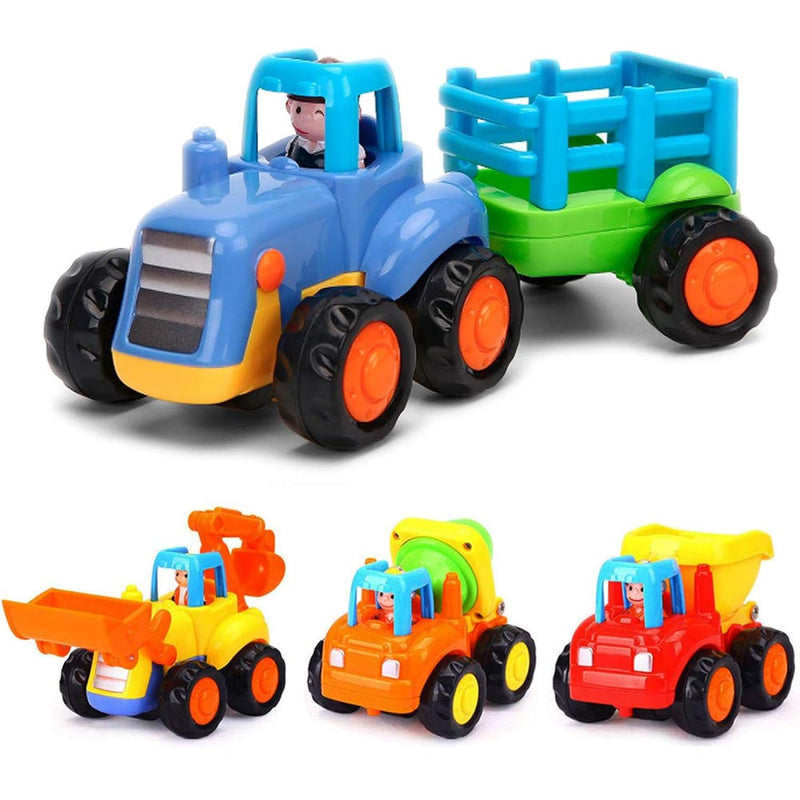 Push And Go Friction Powered Cars Construction Vehicles Toy Set Tractor Bul