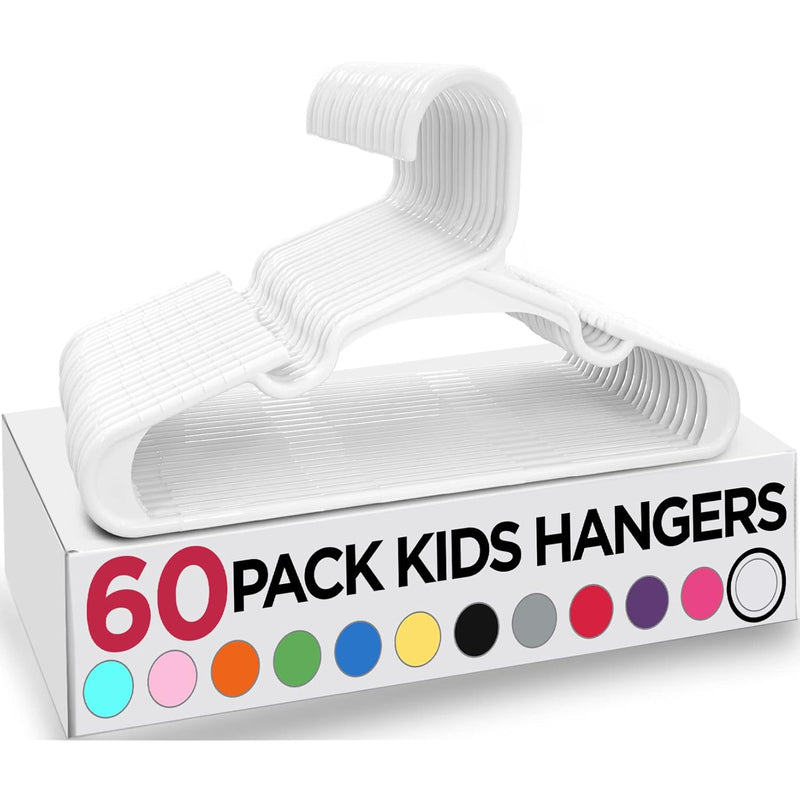 60 Pack Kids Hangers - 11.5 Inch Plastic Baby Hangers For Closet - Childrens Han