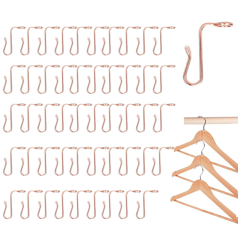 50 Pieces Hanger Connector Hooks Rose Gold Metal Hanger Extender Hooks Clothes H