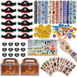 109 Pcs Pirate Party Favors Supplies Tattoo Stickers Bracelet Diamonds Coins Eye Patch Hat Gift Box For Kids Adults Pirate Themed Party Christmas Cosplay Birthday Goodie Bag Fillers
