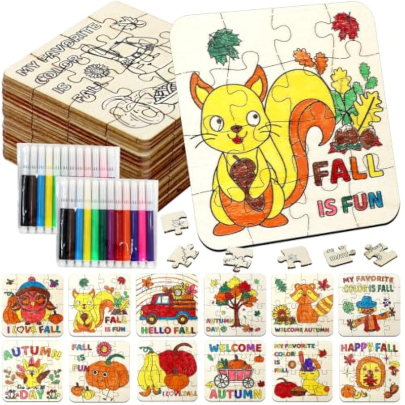Thanksgiving Wooden Crafts Kit for Kids - Fall Harvest Puzzle and Activity Set