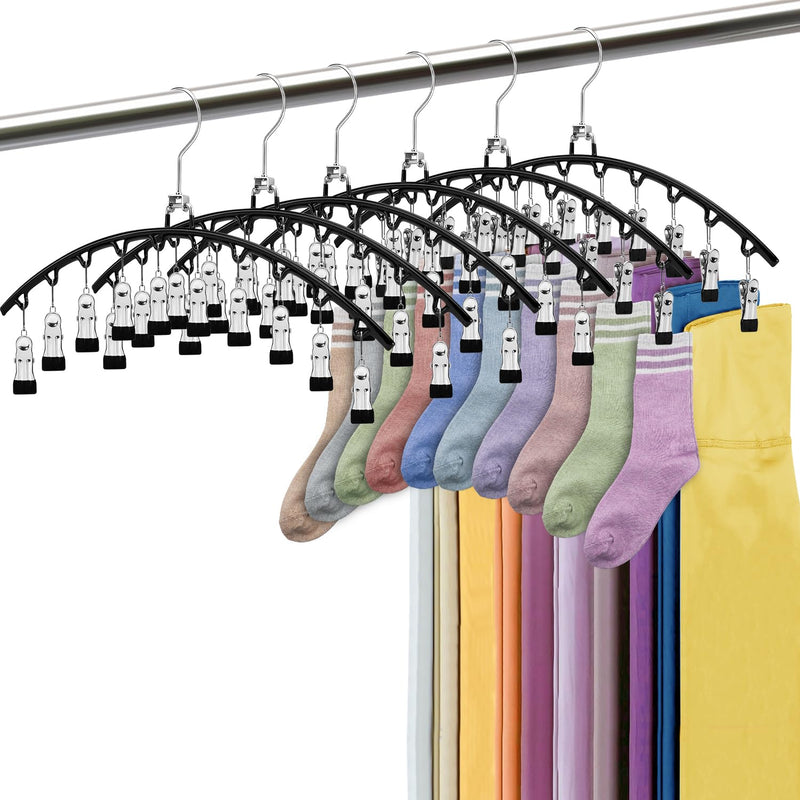 6 Pack Metal Leggings Hangers With 100% Secure Clips, Space Saving, Easy To Use,
