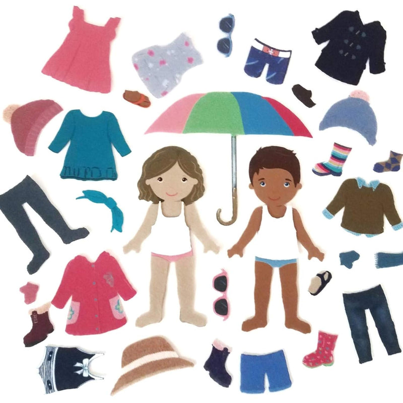 Dress Me Up 56 Pcs Sporty Felt 8” Doll Figures For Kids Multicultural Skin