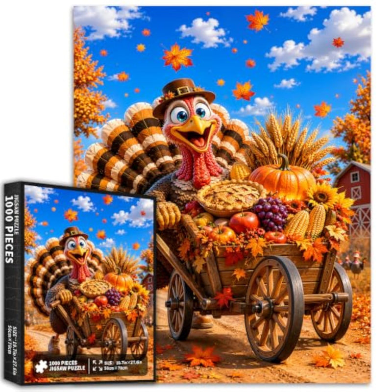 1000 Piece Thanksgiving Turkey Jigsaw Puzzle for Adults, 19.7 x 27.6 Inch