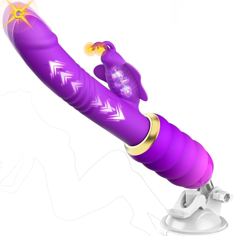 Thrusting Dildo Sex Toys For Women - Thrusting Vibrator Sex Machine Female Sex Toy, Ridable Rabbit Vibrators Anal Dildos With Suction Cup, G Spot & Clitoral Stimulator Adult Toys, Consoladores