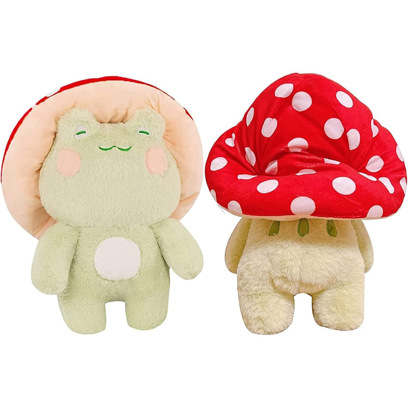 Frog Plush Toys, 10" Cute Frog With Red Mushroom Hat Stuffed Animals, Kawai