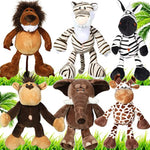 6 Pieces Safari Stuffed Animals Plush Jungle Toys Set For Boys Girls, Lion Elephant Zebra Giraffe Tiger Monkey For Animal Themed Parties Student Baby Shower Award Decoration(Novel Style)