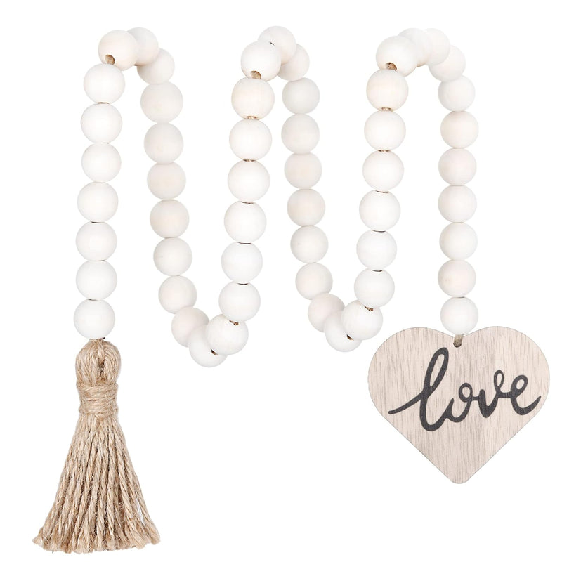Love Wooden Bead Garland With Tassel,Decorative Beads Home Decor Farmhouse Tas
