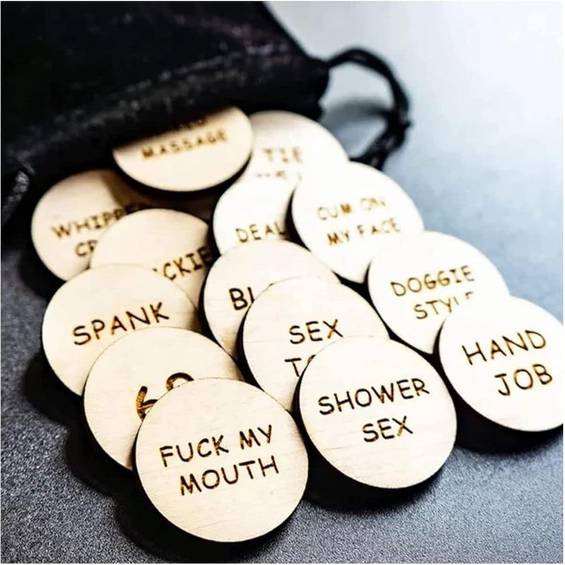 20Pcs Date Night Activity Tokens,Funny Wooden Couples Romantic Funny Sex Token Gift For Couples (Round,Pack 3)